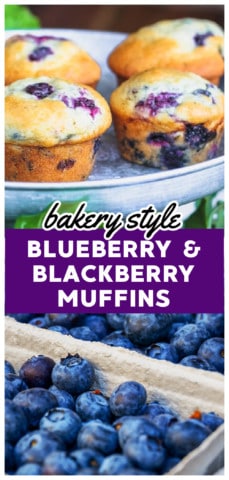 Bakery Style Blueberry & Blackberry Muffins