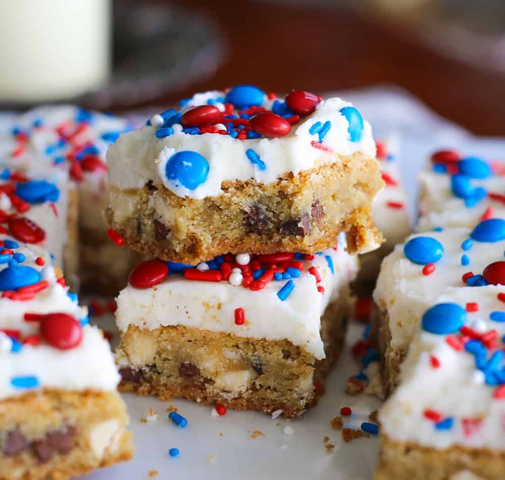 Red White and Blue Chocolate Chip Bars