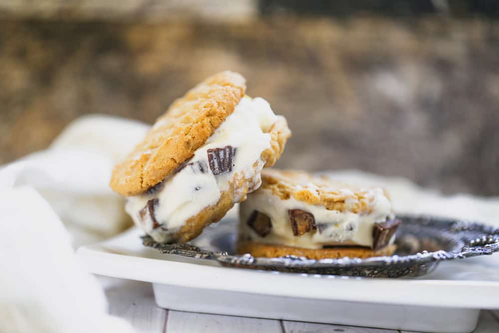 Peanut Butter Cookie Ice Cream Sandwiches