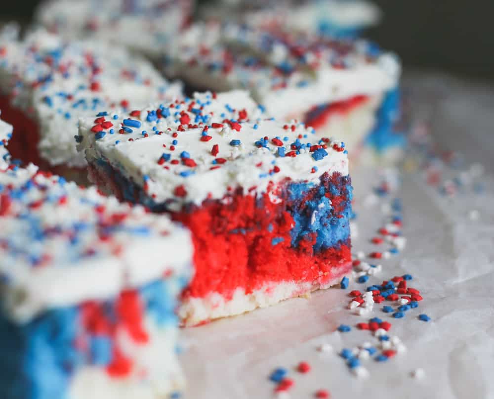 tie dye Retro Red White and Blue Cake recipe 4th of July patriotic