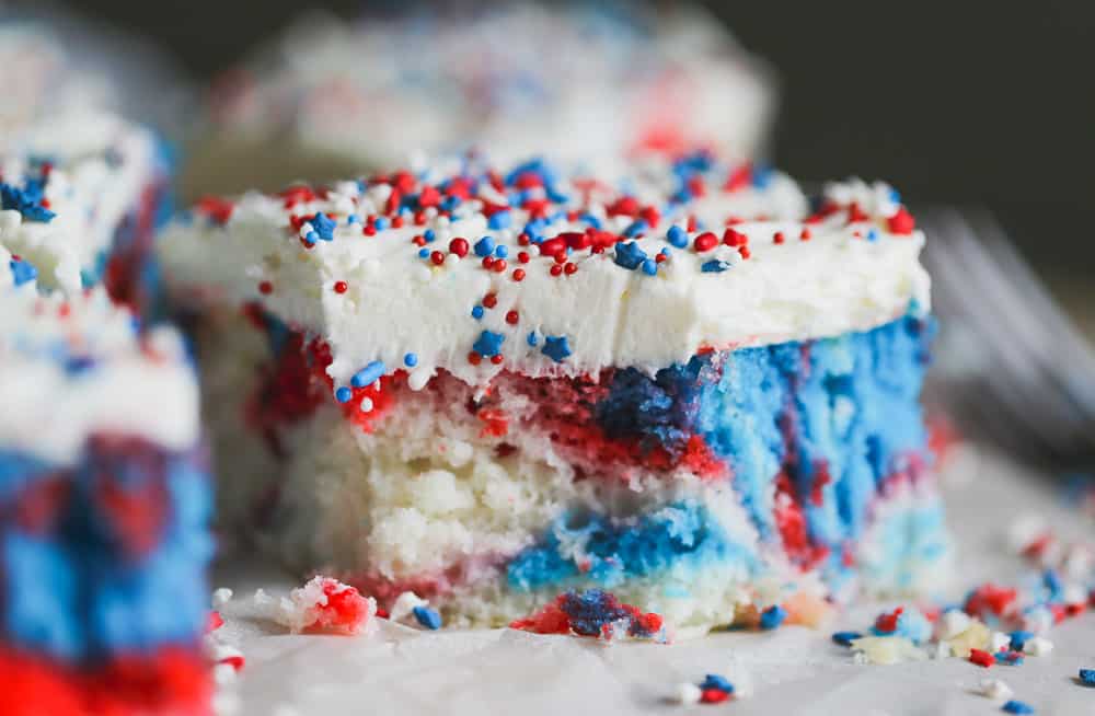 tie dye Retro Red White and Blue Cake recipe 4th of July patriotic