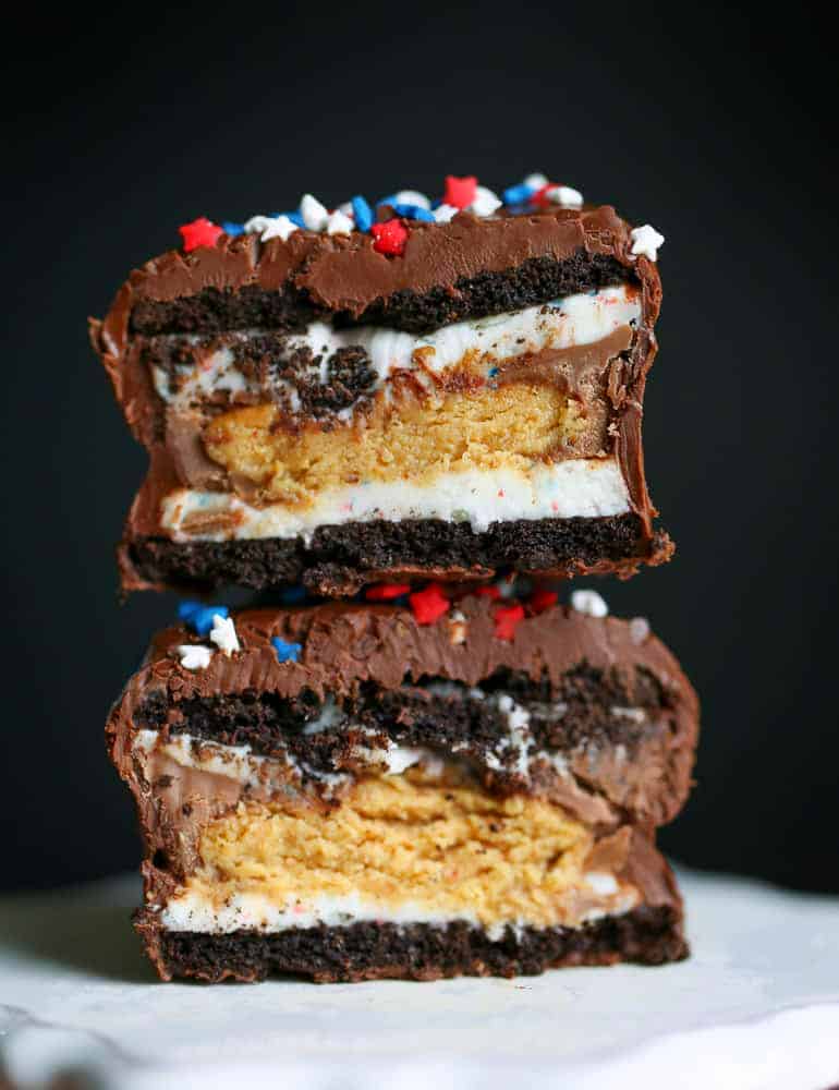 4th of July - Chocolate Dipped Peanut Butter Cup Double Stuffed Oreos