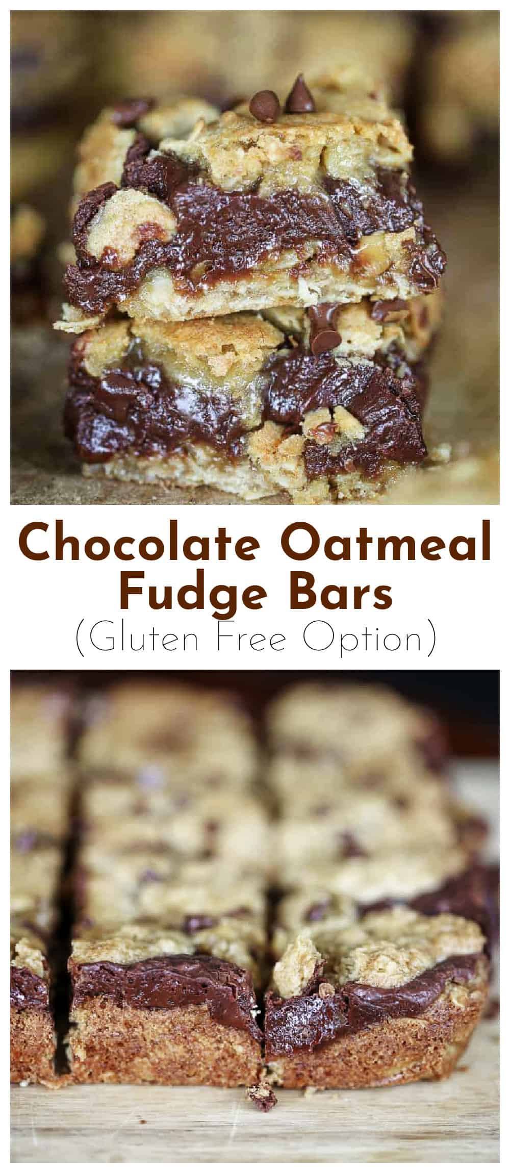 Chocolate Oatmeal Fudge Bars (Gluten Free Option)