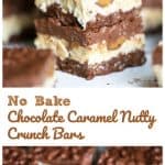 No Bake Chocolate Caramel Nutty Crunch Bars