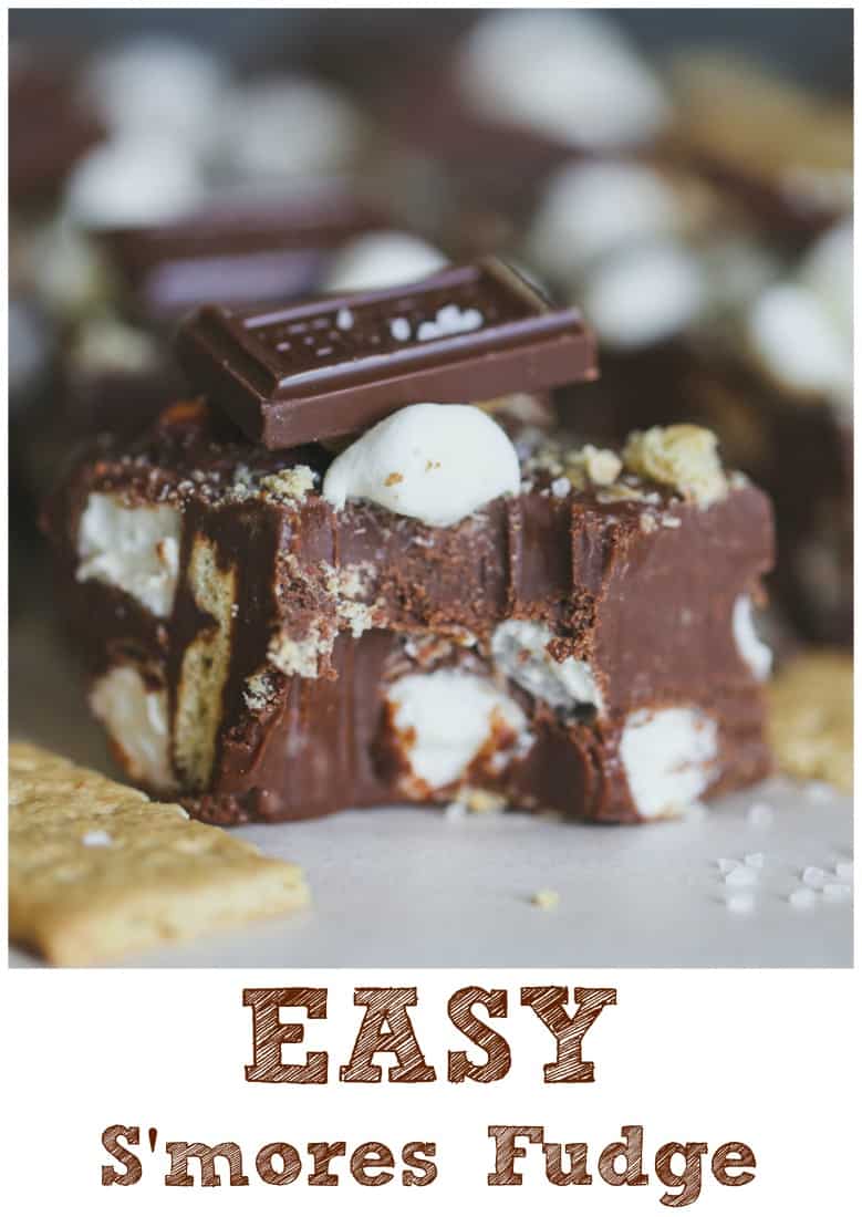 Easy S'mores Fudge has to be a sign from heaven right? Chocolate, graham and fluffy marshmallow Heaven!! Yassss! So easy, 5 ingredients and super delicious! Great for all holidays, gifting and party treat yums! #holidays #chocolate #eaglebrand #fudge #smores #graham #marshmallow #parties #no bake