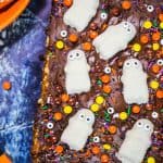 Flourless Halloween Reese's Cookie Bars