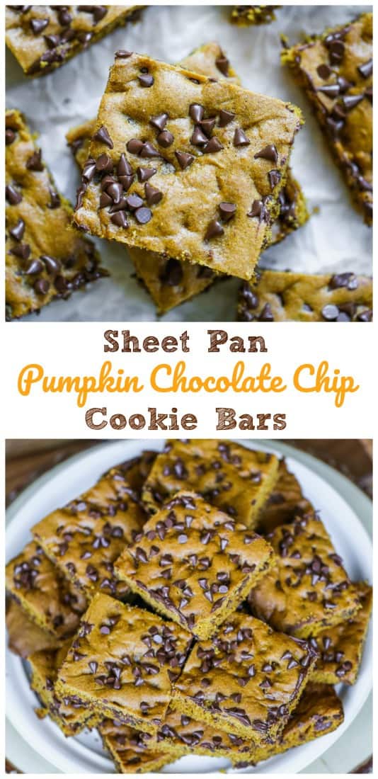 Sheet Pan Pumpkin Chocolate Chip Cookie Bars