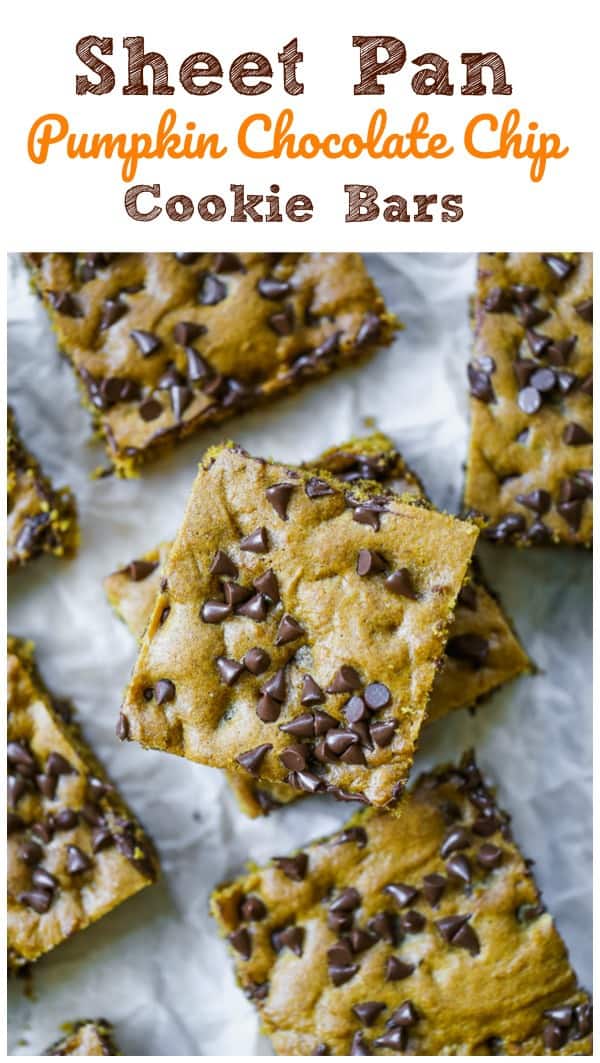 Sheet Pan Pumpkin Chocolate Chip Cookie Bars - The Baking ChocolaTess