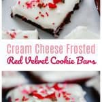 Cream Cheese Frosted Red Velvet Cookie Bars