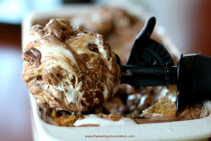 Supreme Chocolate Rolo S’mores Ice Cream {No Churn}