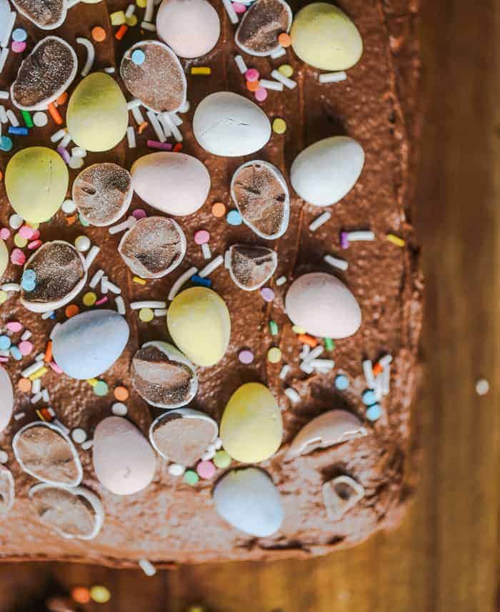 Easter egg candy chocolate cake