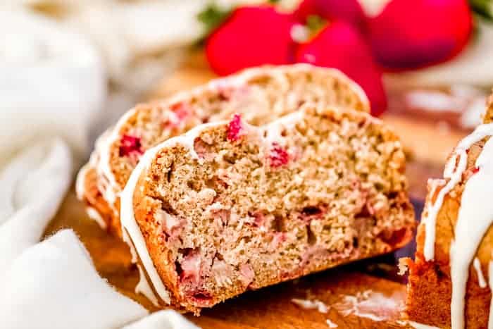 quick bread with roasted strawberries