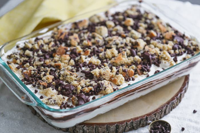 Chocolate Chip Cookie Lasagna Dessert (Gluten Free option!)