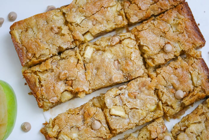 Salted Caramel Chip Apple Blondies bar recipe