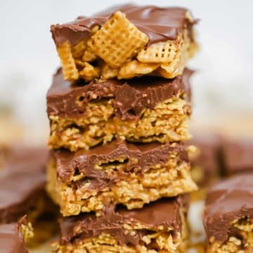 OMG Honey Chex Chocolate Peanut Butter Bars - No-Bake - GF