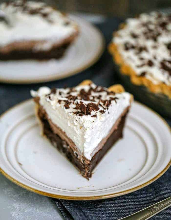 Ultimate Triple Layer Chocolate Brownie Mousse Cream Pie