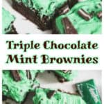 Triple Chocolate Mint Brownies with White Chocolate Buttercream Frosting