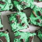 Triple Chocolate Mint Brownies with White Chocolate Buttercream Frosting