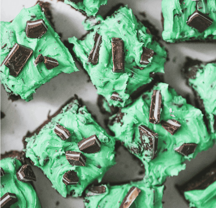 Triple Chocolate Mint Brownies with White Chocolate Buttercream Frosting5