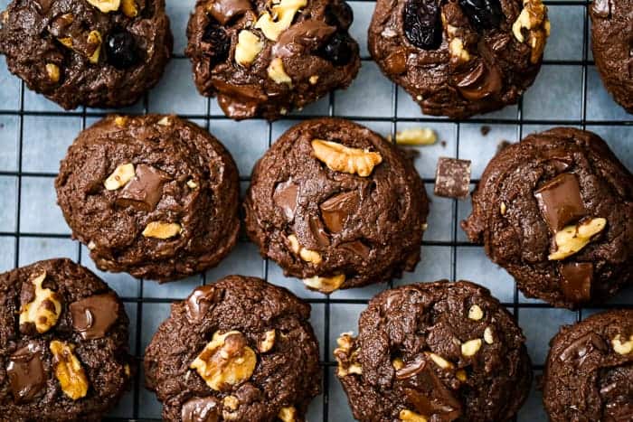Brownie Walnut Chocolate Chunk Cookies - Vegan & GF Options too!