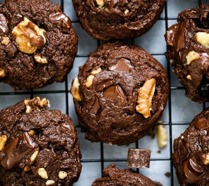 Brownie Walnut Chocolate Chunk Cookies - Vegan & GF Options too!