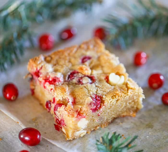 Holiday Cranberry White Chocolate Blondie
