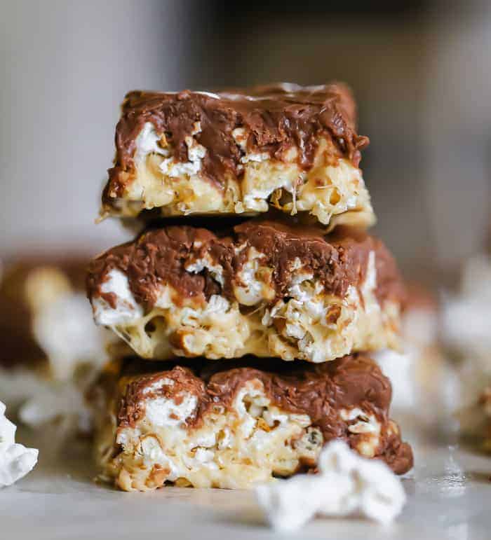 Milk Chocolate Fudge Covered Popcorn Bars recipe