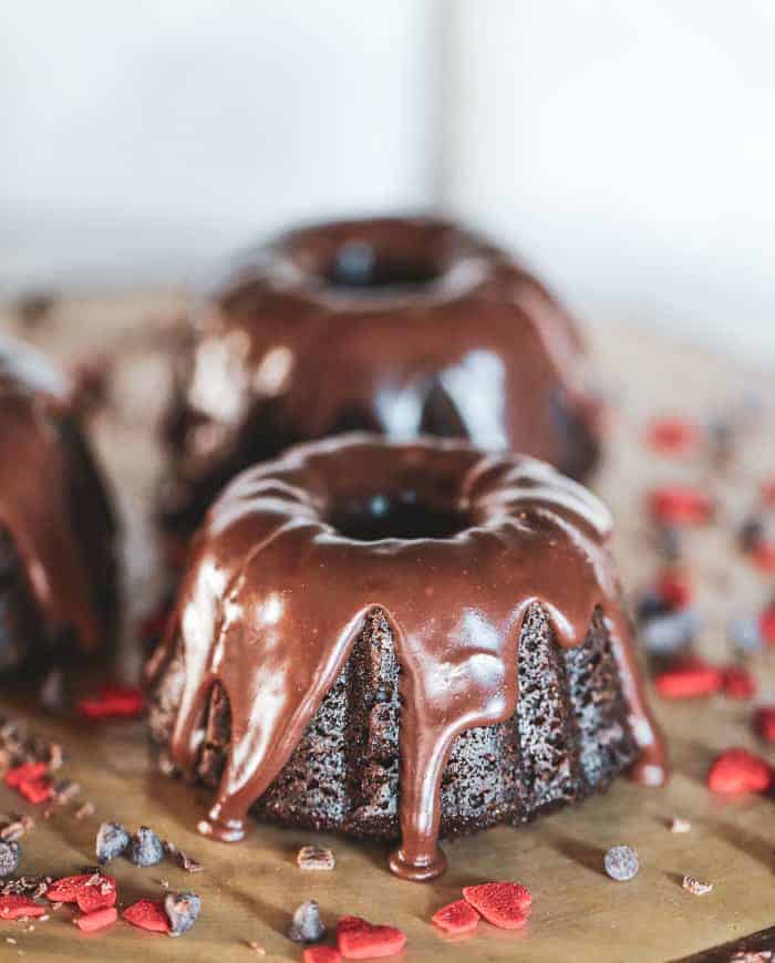 Mini Decadent Chocolate Ganache Bundt Cakes