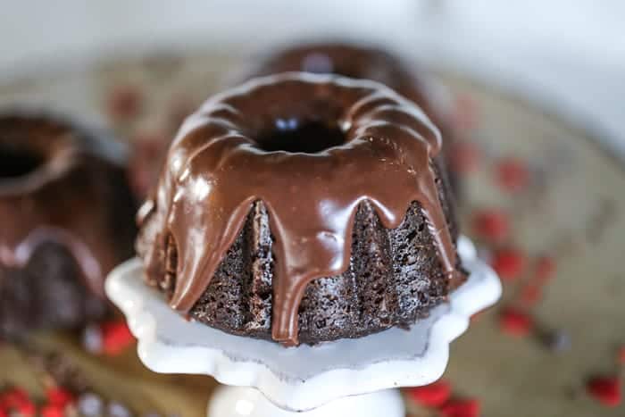Mini Decadent Chocolate Ganache Bundt Cakes