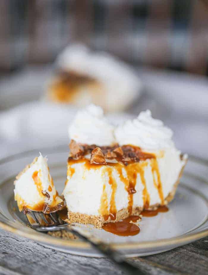 Caramel Heath Cheesecake Pie