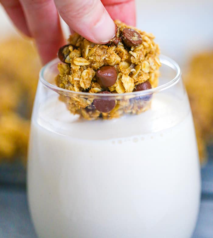 healthy Flourless Peanut Butter Banana Oat Chocolate Chip Cookies recipe- 5 Ingredients