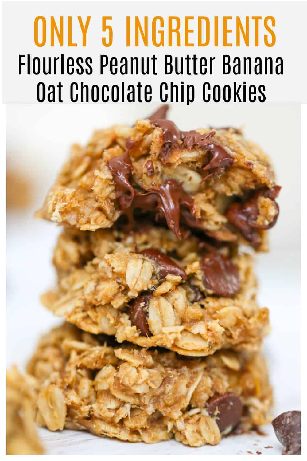 Flourless Peanut Butter Banana Oat Chocolate Chip Cookies - 5 Ingredients