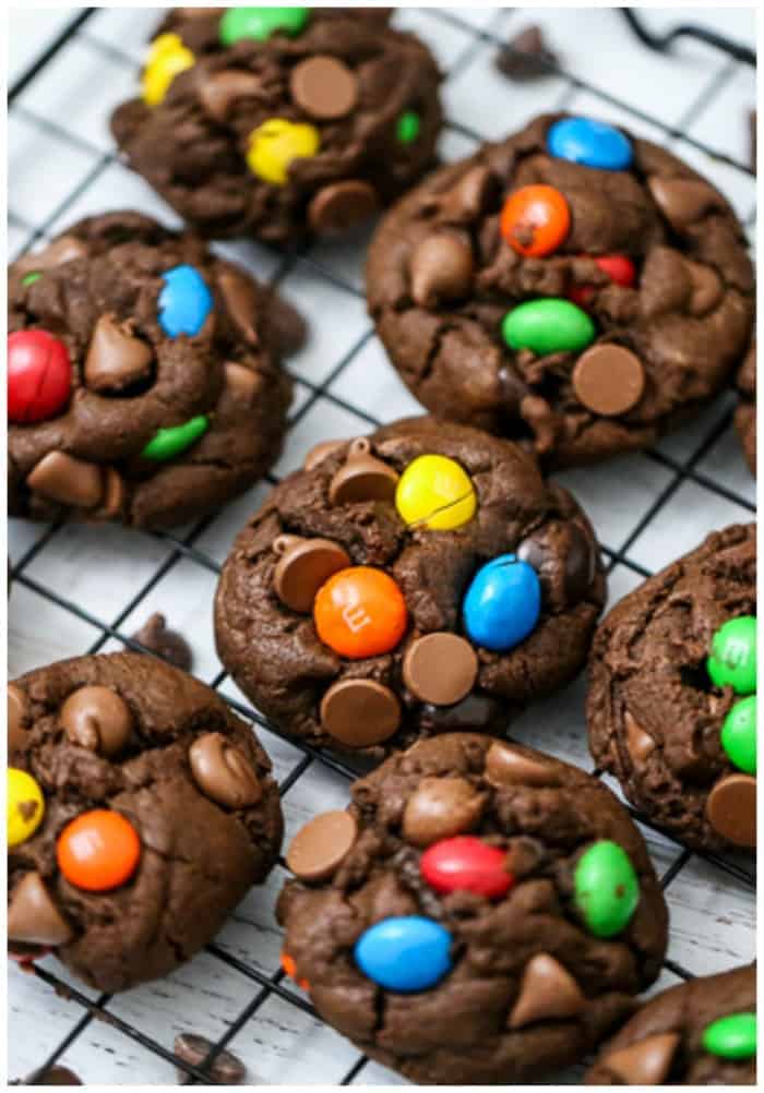Thick & Chewy Chocolate Nutella M&M Cookies
