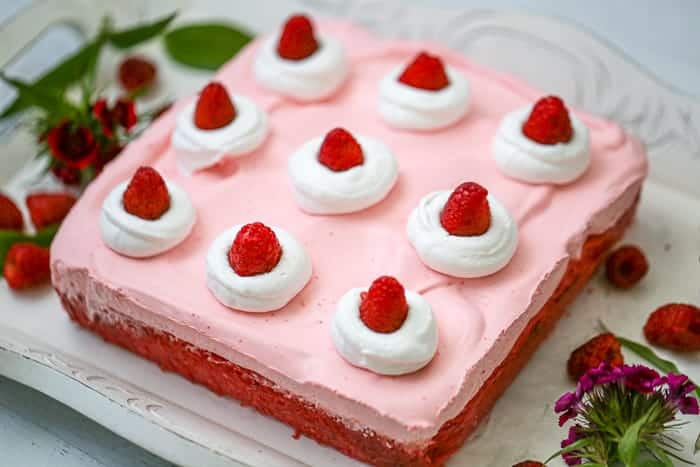 Raspberry Jello poke Cake recipe 