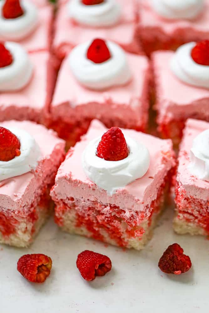 Raspberry Jello poke Cake recipe 