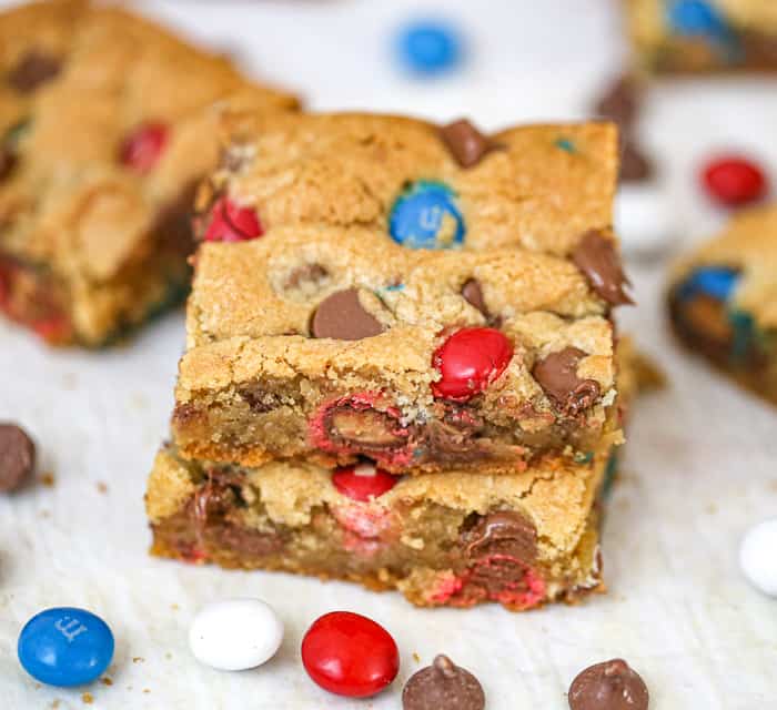 Patriotic M&M Party Cookie Bars
