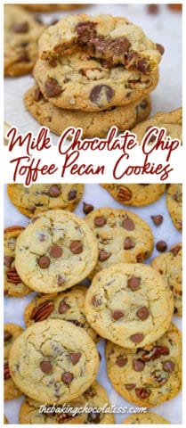 Milk Chocolate Chip Toffee Pecan Cookies