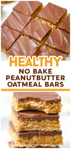 Healthy Chocolate Peanut Butter Oatmeal Bars