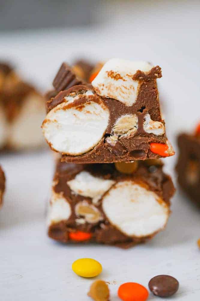 easy Chocolate Marshmallow Peanut Butter squares Bars Recipe candy candies