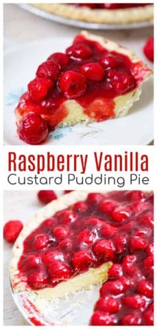 Raspberry Vanilla Custard Pudding Pie