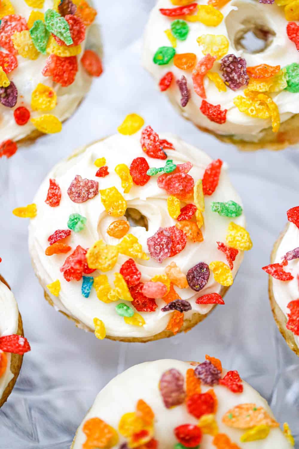 Fruity Pebbles Fluffy Baked Donuts recipe