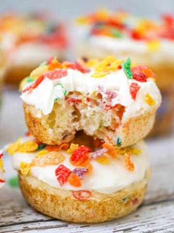 Fruity Pebbles Fluffy Baked Donuts