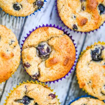 Healthy Whole Wheat Blueberry Muffins - Sugar Free & Vegan Options