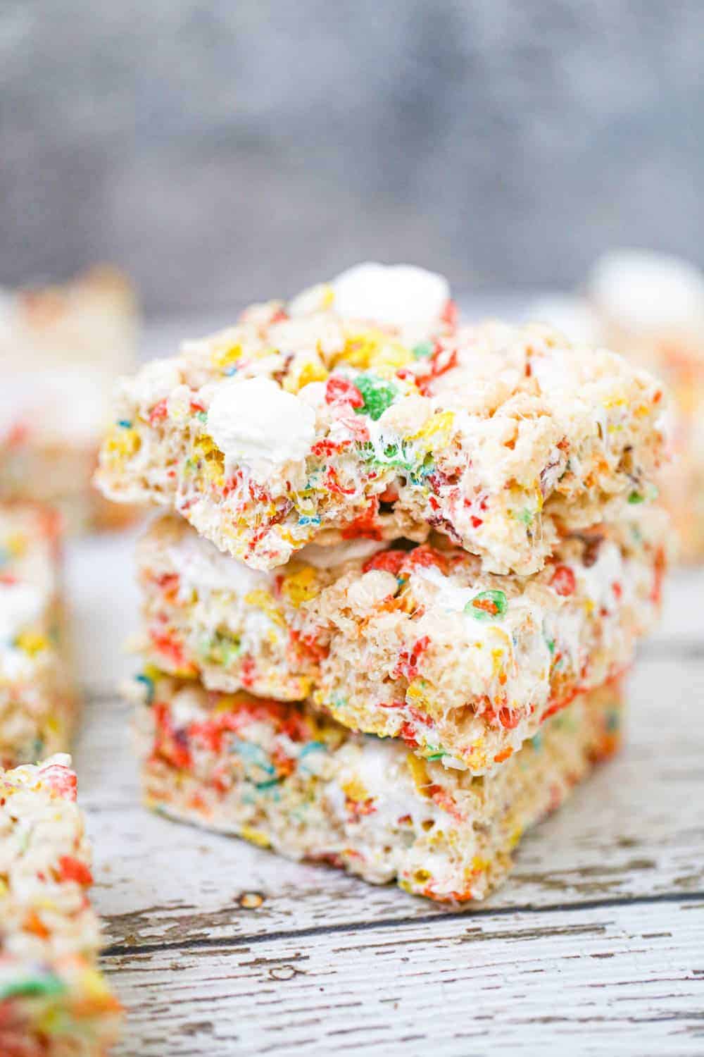 Rainbow fruity pebble Rice Krispie marshmallow Treats recipe
