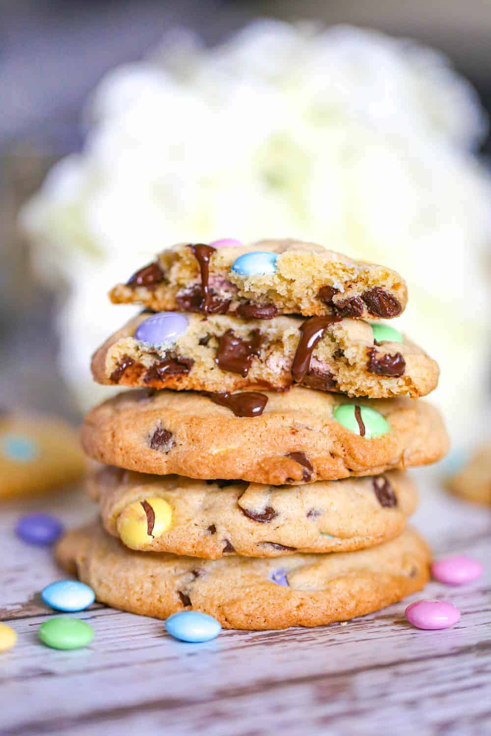 M&M Chocolate Chip Candy Cookies