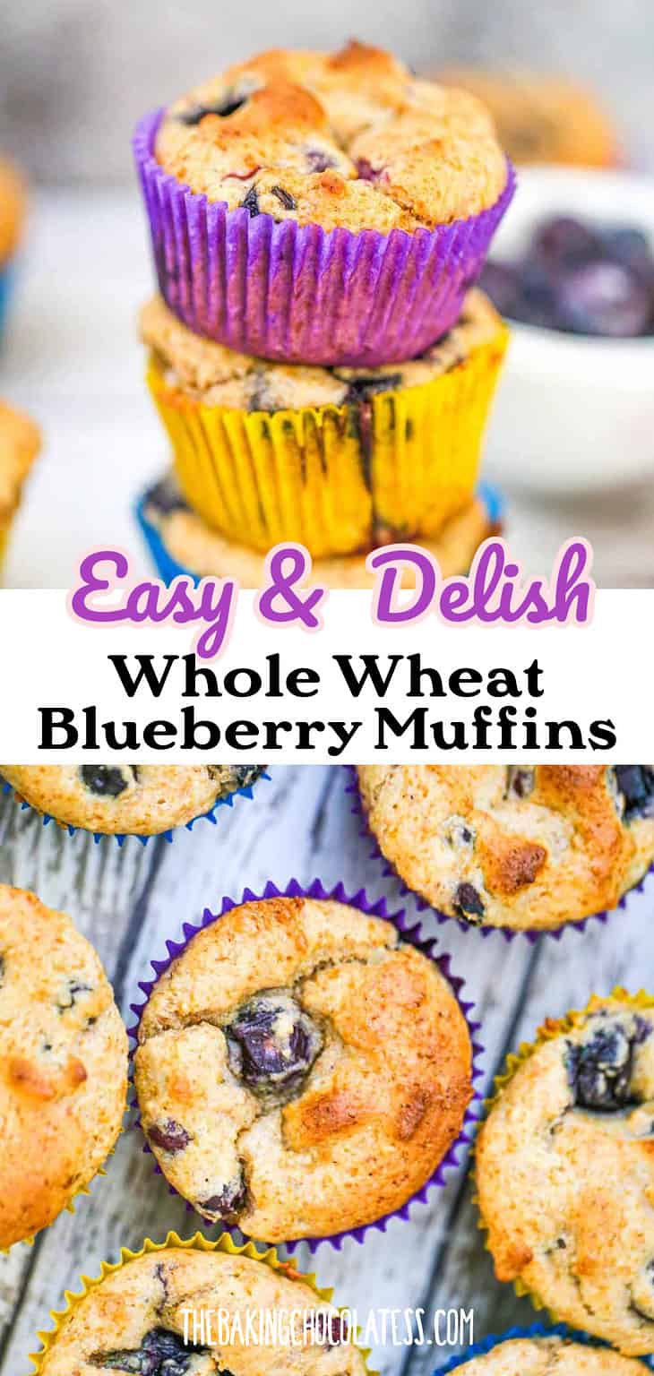 Whole Wheat Blueberry Muffins - The Baking ChocolaTess