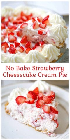 No Bake Strawberry Cheesecake Cream Pie