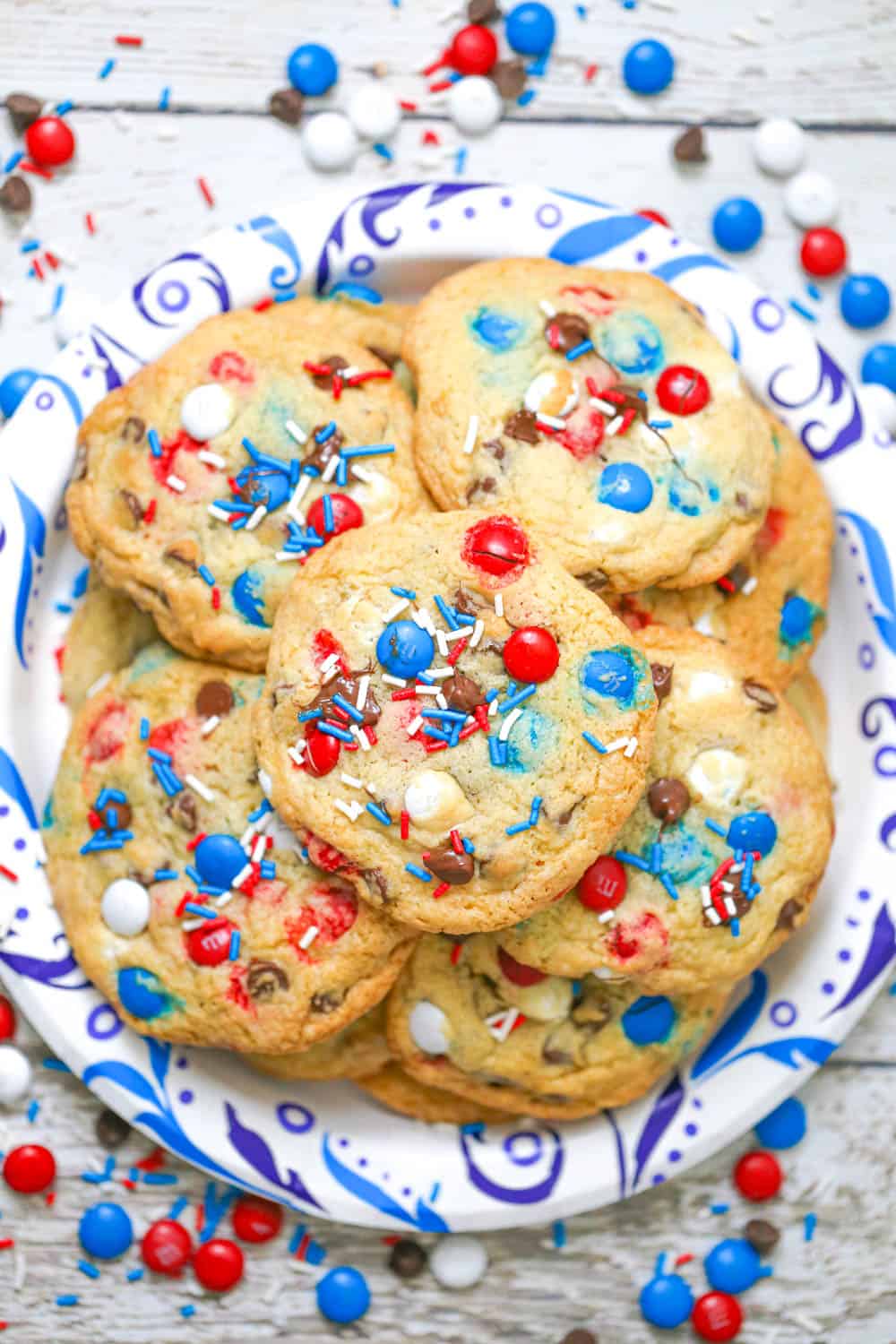 red white blue chocolate chip cookies