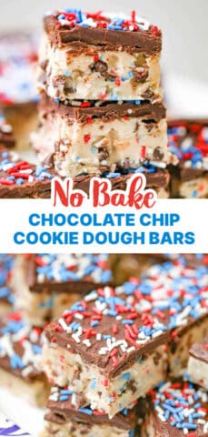 No Bake Chocolate Chip Cookie Dough Bars