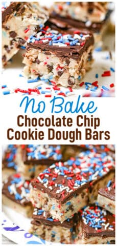No Bake Chocolate Chip Cookie Dough Bars
